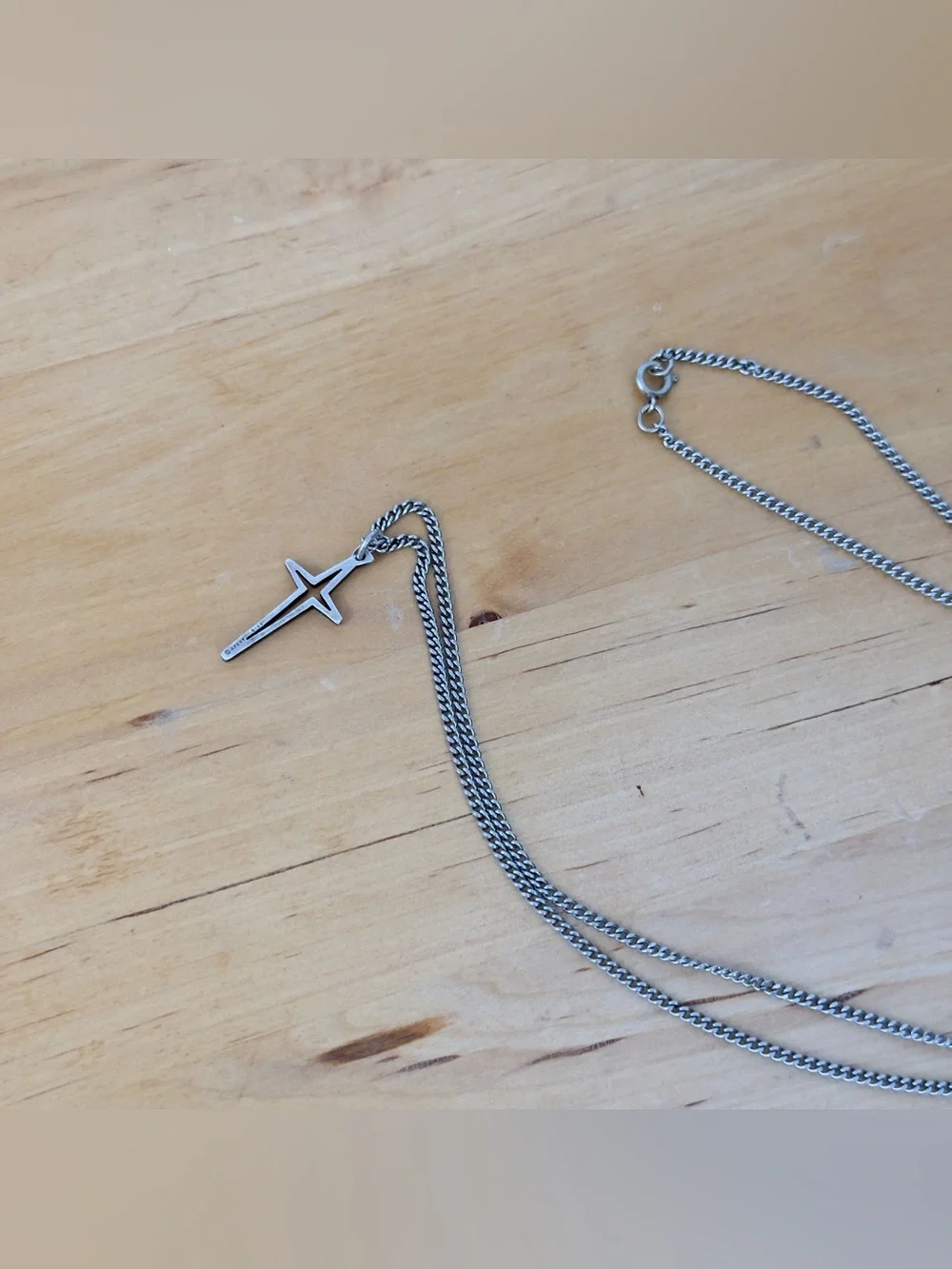 Vintage Retired James Avery Silver North Star Cross Charm Pendant Necklace